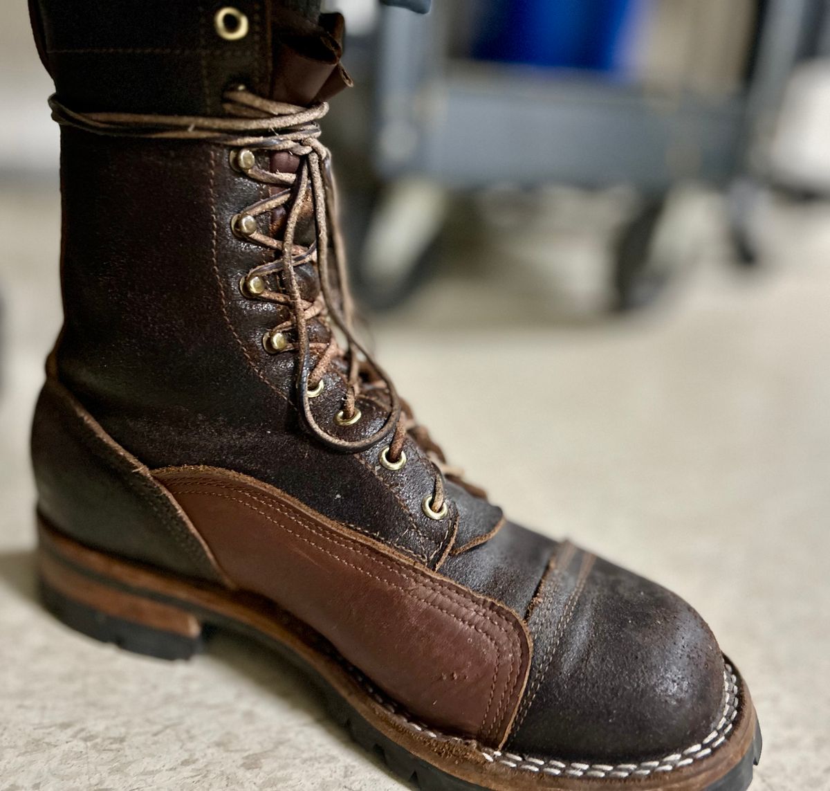 Photo by Vic on April 14, 2026 of the Nicks X Rose Anvil ND1 in Horween Black Waxed Flesh.