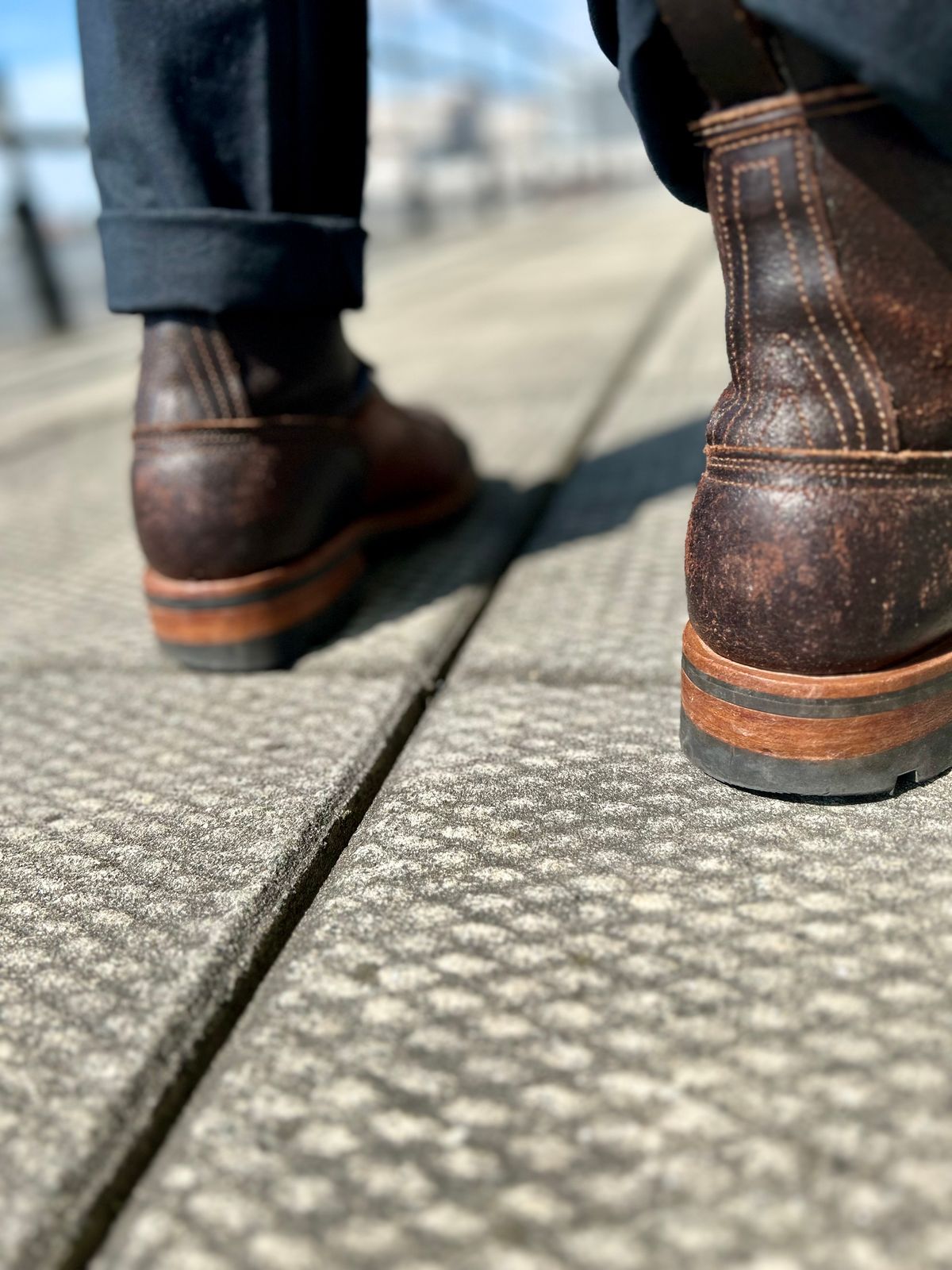 Photo by Vic on April 14, 2026 of the Nicks X Rose Anvil ND1 in Horween Black Waxed Flesh.