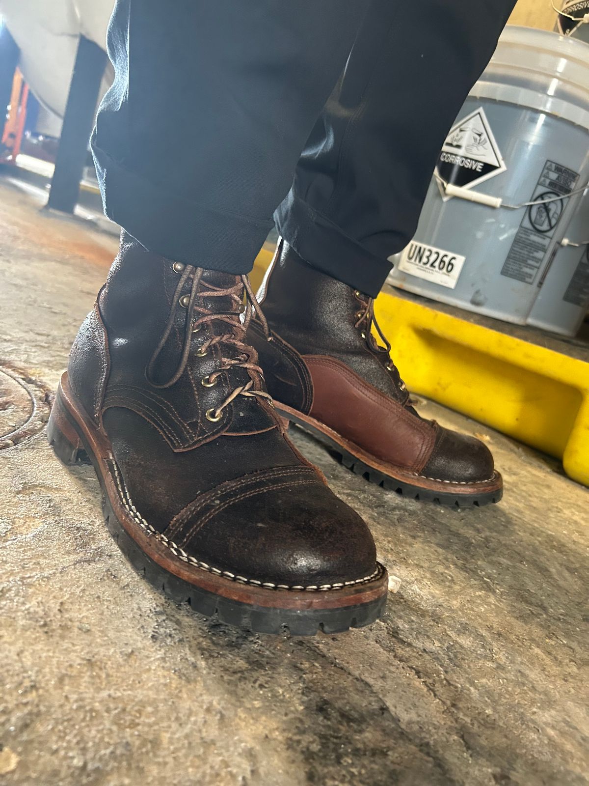 Photo by Vic on April 16, 2026 of the Nicks X Rose Anvil ND1 in Horween Black Waxed Flesh.