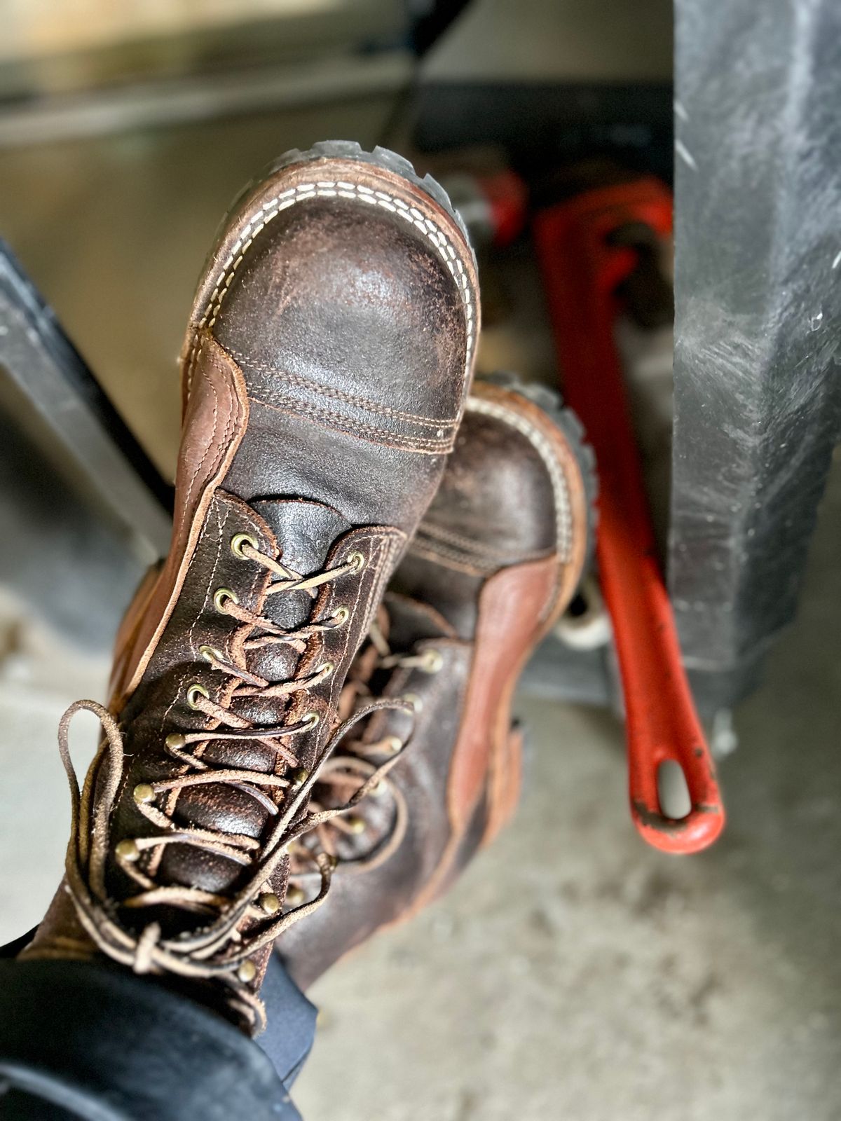 Photo by Vic on April 17, 2026 of the Nicks X Rose Anvil ND1 in Horween Black Waxed Flesh.