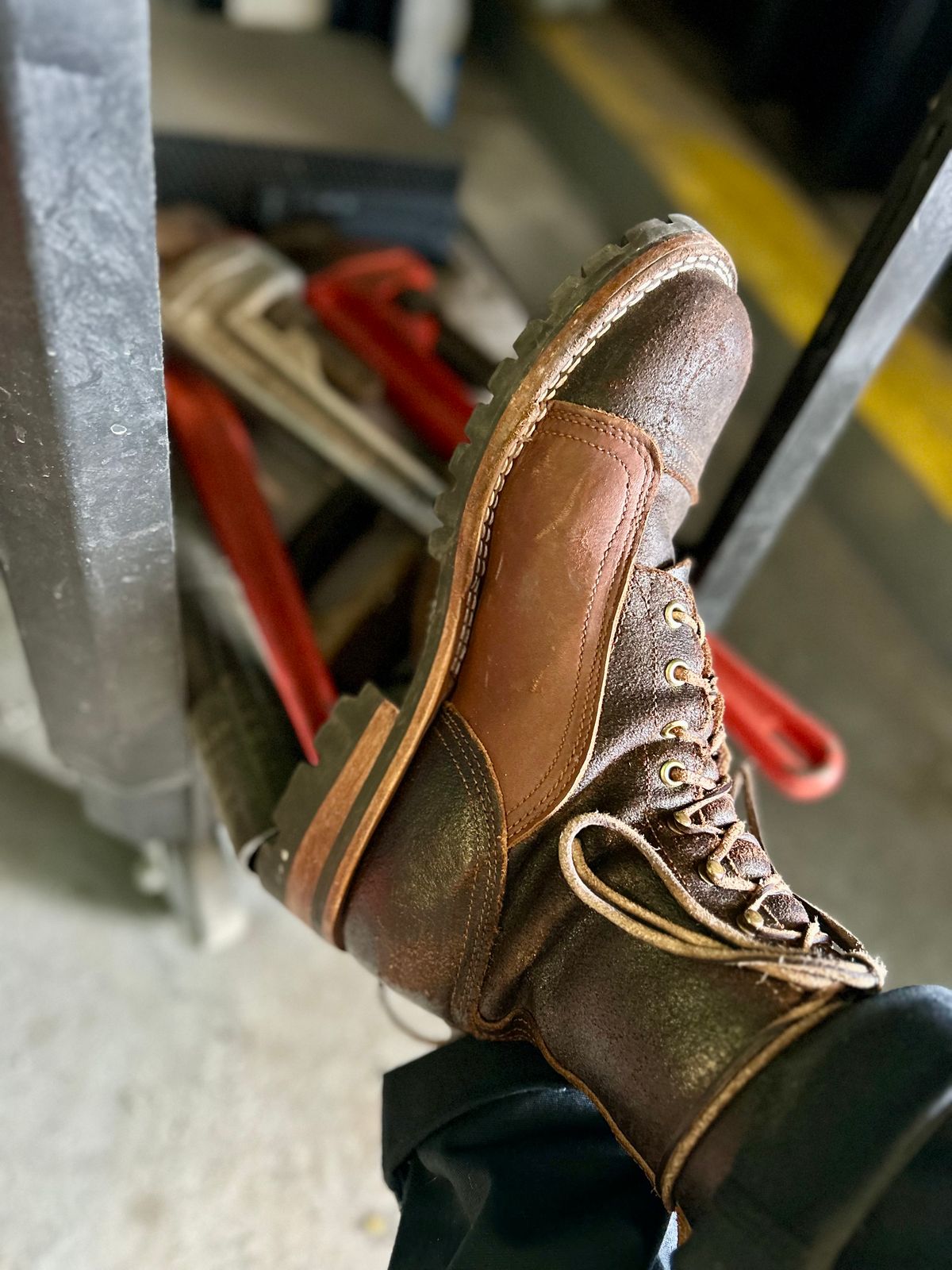 Photo by Vic on April 17, 2026 of the Nicks X Rose Anvil ND1 in Horween Black Waxed Flesh.