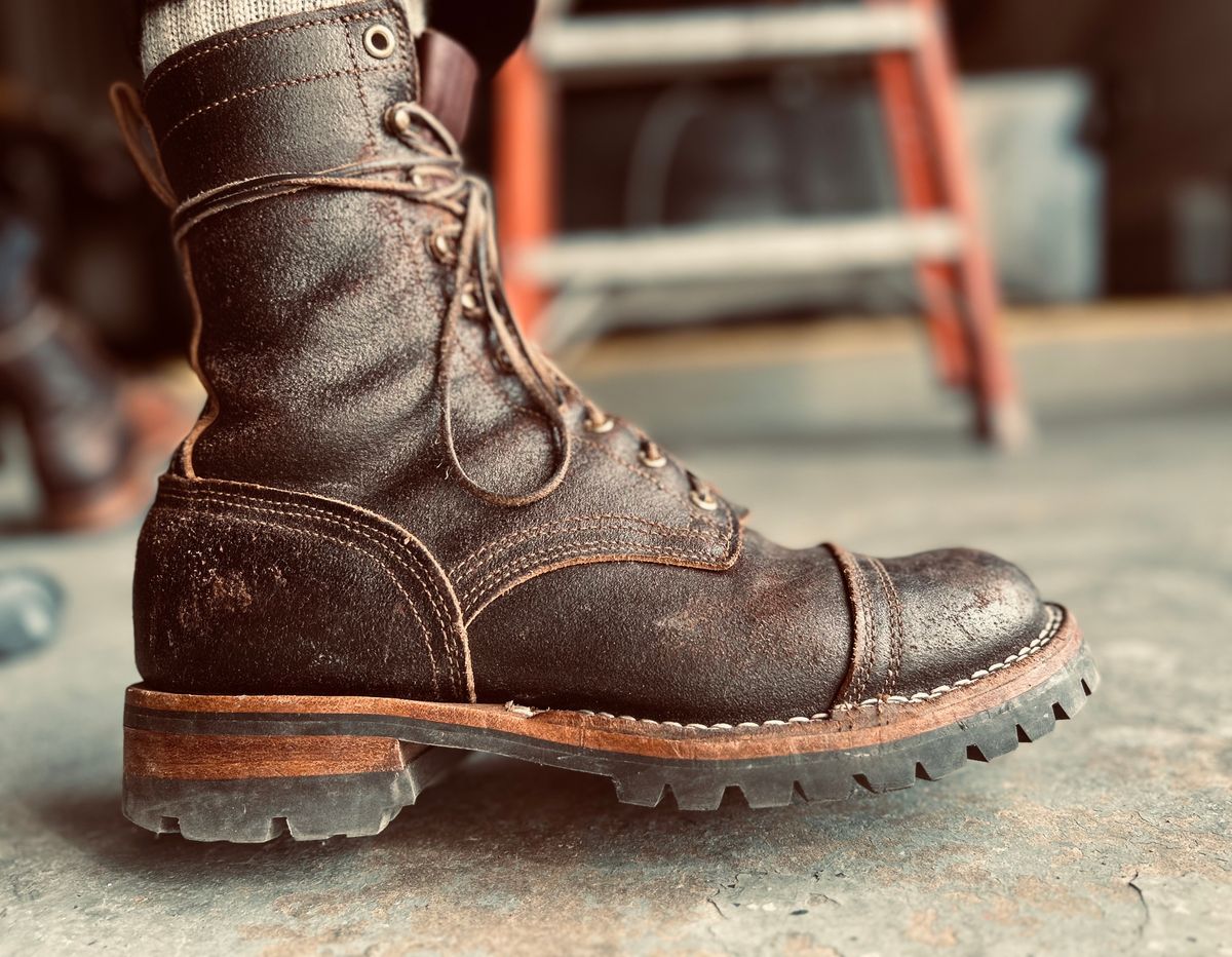 Photo by Vic on April 21, 2026 of the Nicks X Rose Anvil ND1 in Horween Black Waxed Flesh.
