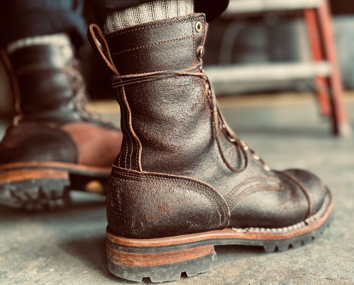 Photo by Vic on April 21, 2026 of the Nicks X Rose Anvil ND1 in Horween Black Waxed Flesh.