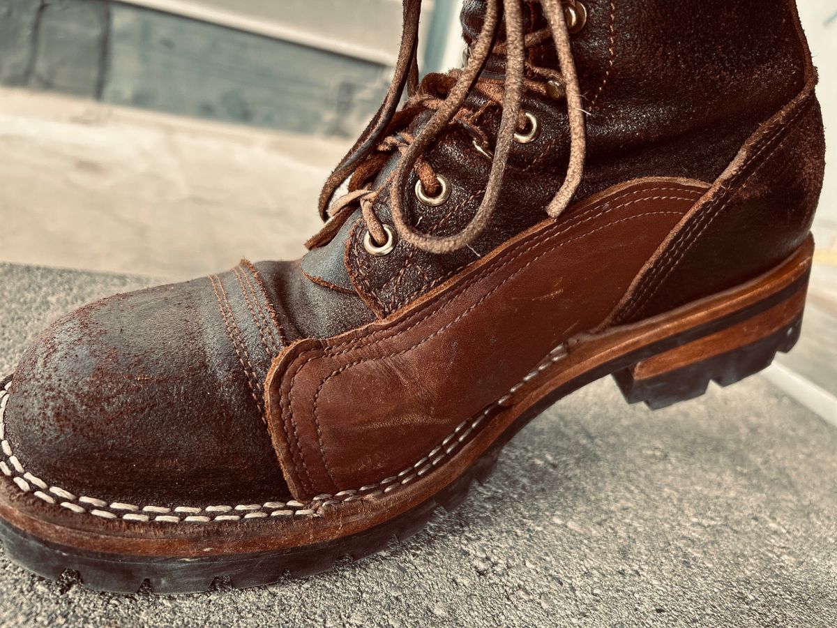 Photo by Vic on April 21, 2026 of the Nicks X Rose Anvil ND1 in Horween Black Waxed Flesh.