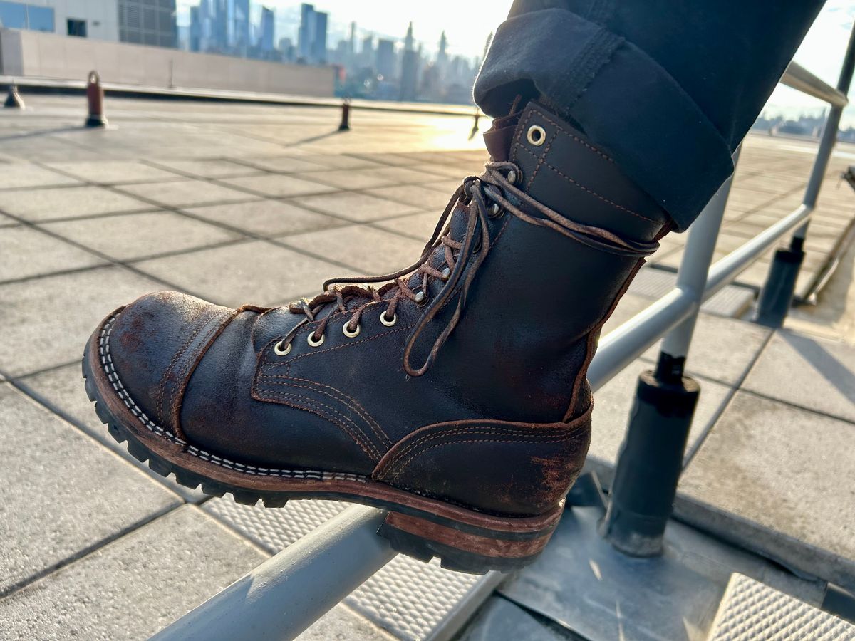 Photo by Vic on May 15, 2026 of the Nicks X Rose Anvil ND1 in Horween Black Waxed Flesh.