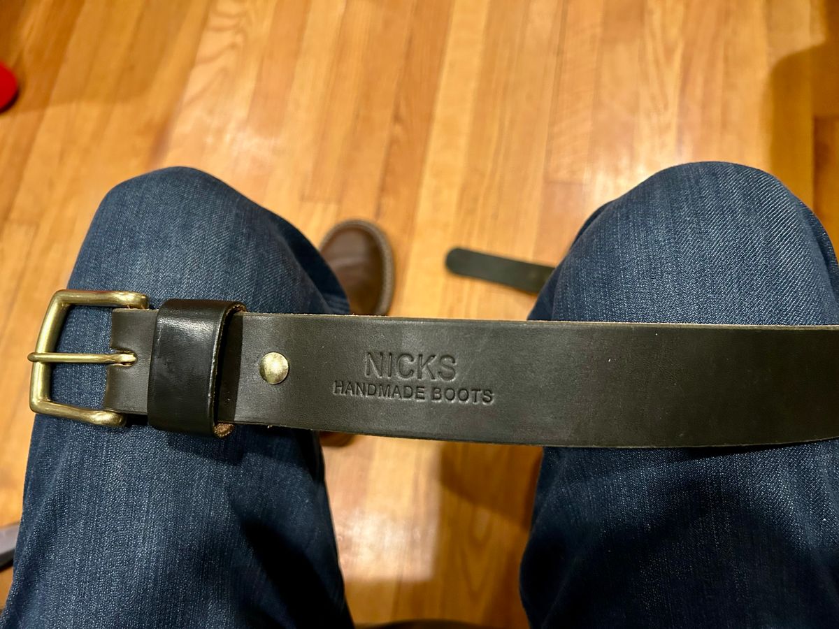 Photo by Vic on January 9, 2026 of the Nicks Belt in Wickett & Craig Olive Double Stuffed.