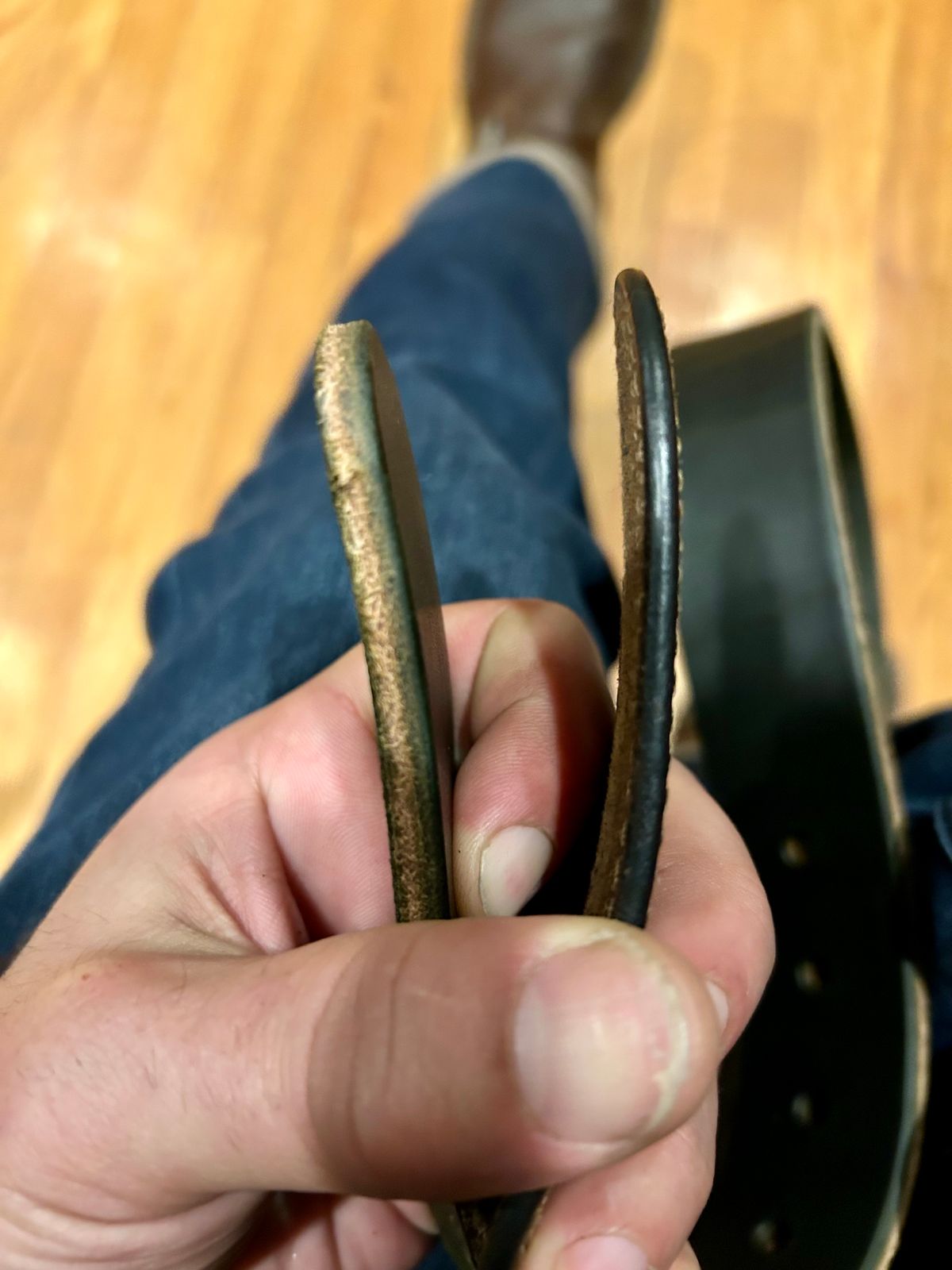 Photo by Vic on January 9, 2026 of the Nicks Belt in Wickett & Craig Olive Double Stuffed.