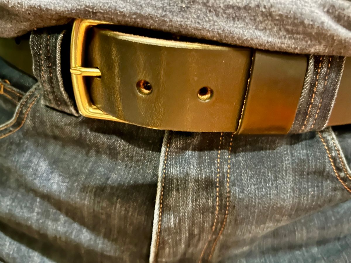 Photo by Vic on January 9, 2026 of the Nicks Belt in Wickett & Craig Olive Double Stuffed.