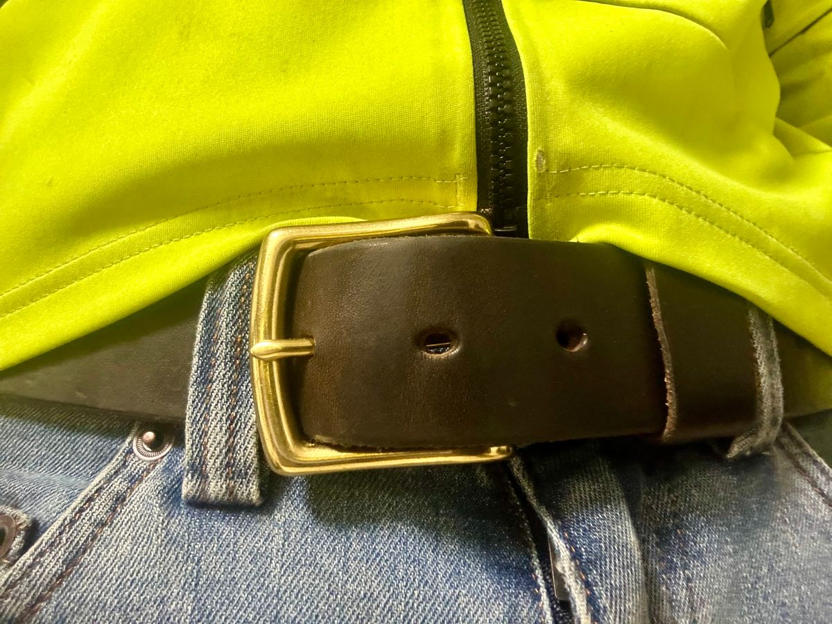 Photo by Vic on April 21, 2026 of the Nicks Belt in Wickett & Craig Olive Double Stuffed.