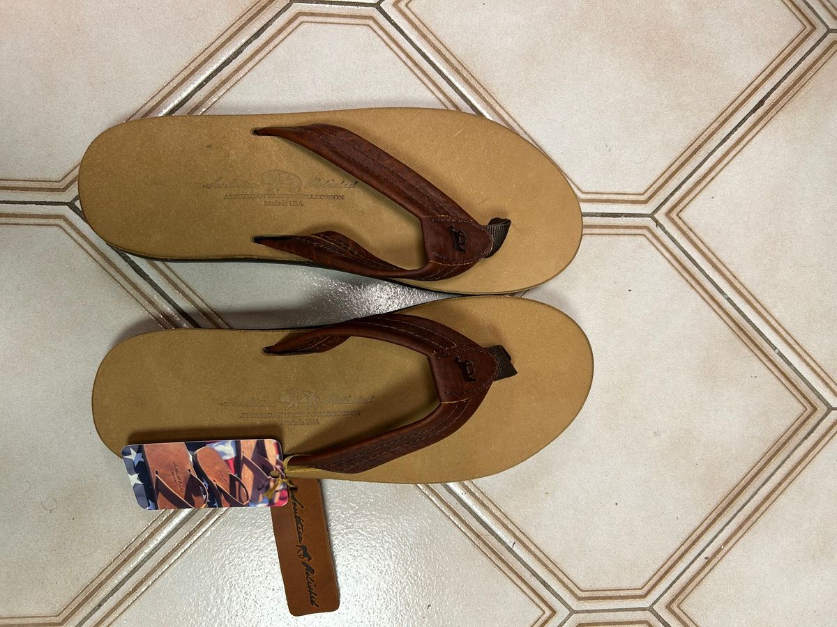 Photo by Vic on October 29, 2025 of the Southern Polished Flip Flop in Law Tanning Mahogany Big Horn Shrunken Bison.