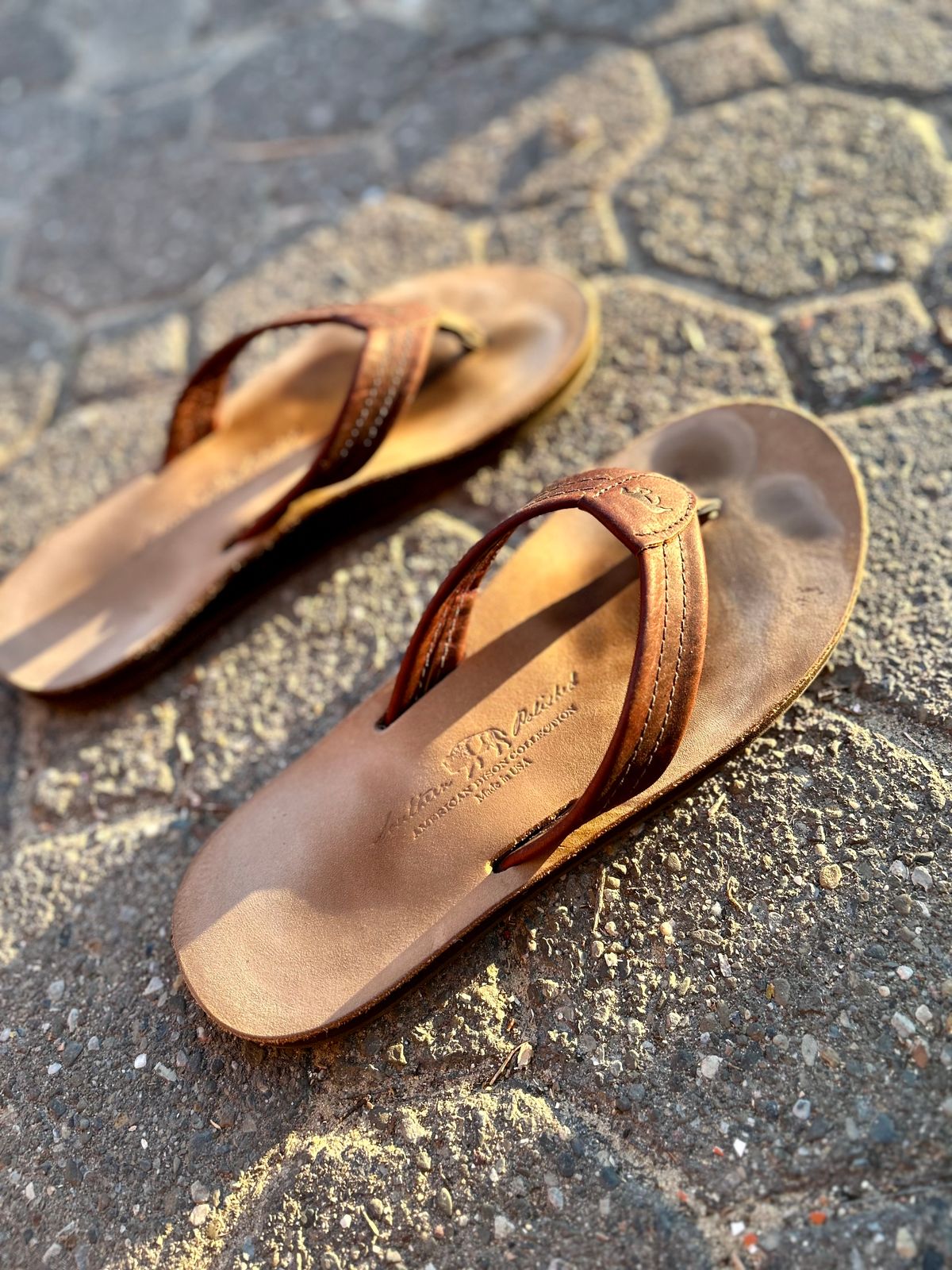 Photo by Vic on April 11, 2026 of the Southern Polished Flip Flop in Law Tanning Mahogany Big Horn Shrunken Bison.