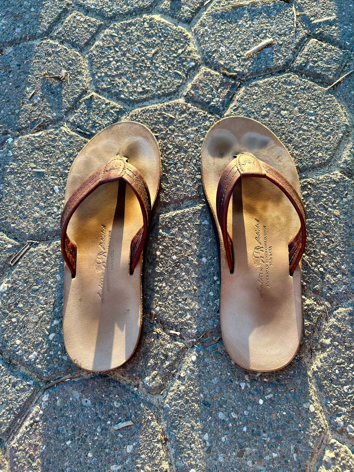 Photo by Vic on April 11, 2026 of the Southern Polished Flip Flop in Law Tanning Mahogany Big Horn Shrunken Bison.