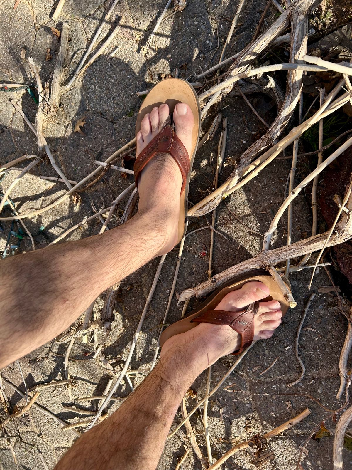 Photo by Vic on April 11, 2026 of the Southern Polished Flip Flop in Law Tanning Mahogany Big Horn Shrunken Bison.