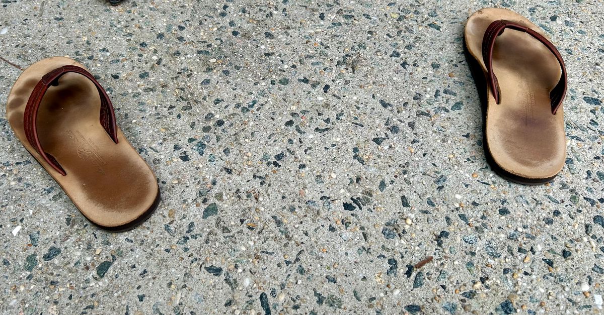Photo by Vic on June 14, 2026 of the Southern Polished Flip Flop in Law Tanning Mahogany Big Horn Shrunken Bison.
