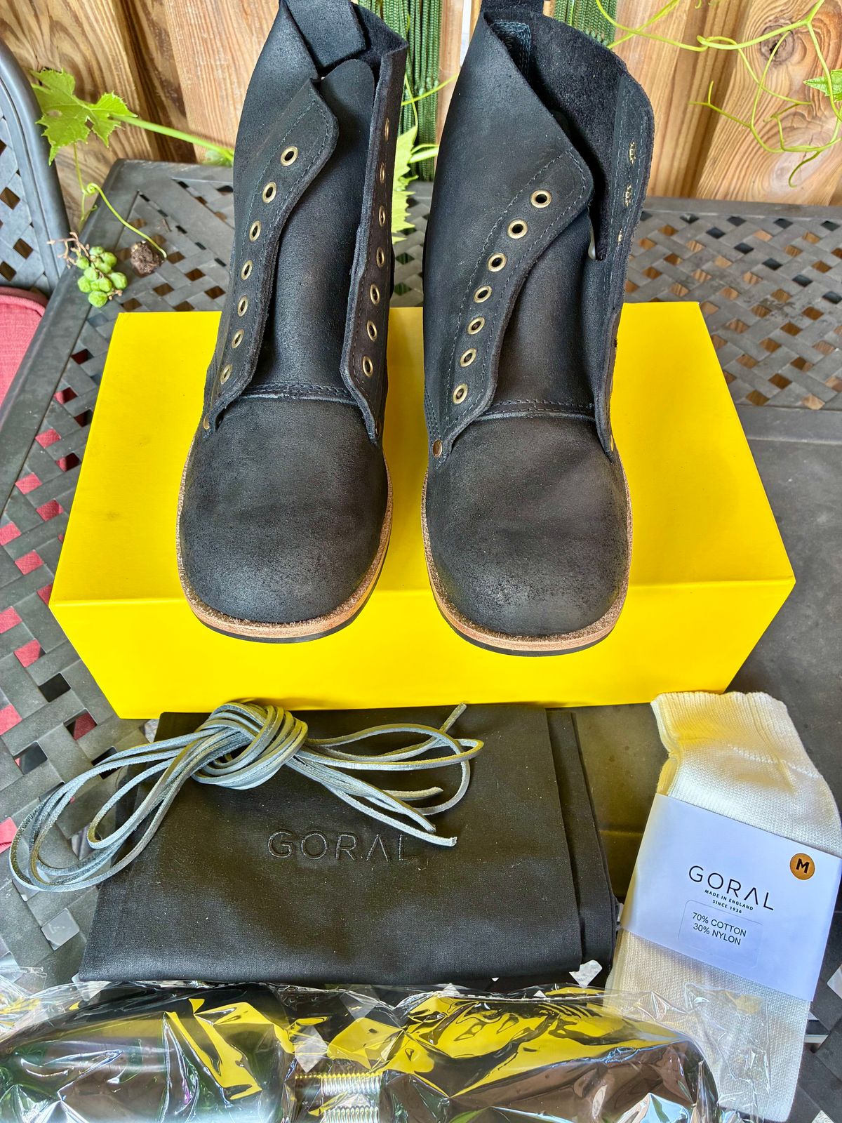 Photo by Vic on July 9, 2026 of the Goral Bradwell WW1 Replica in C.F. Stead Black Waxy Commander Suede.