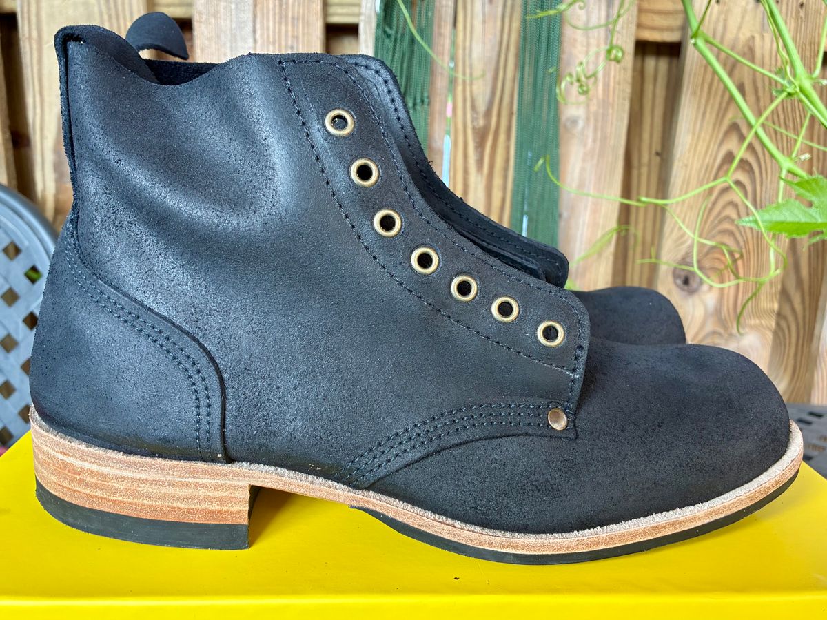 Photo by Vic on July 9, 2026 of the Goral Bradwell WW1 Replica in C.F. Stead Black Waxy Commander Suede.