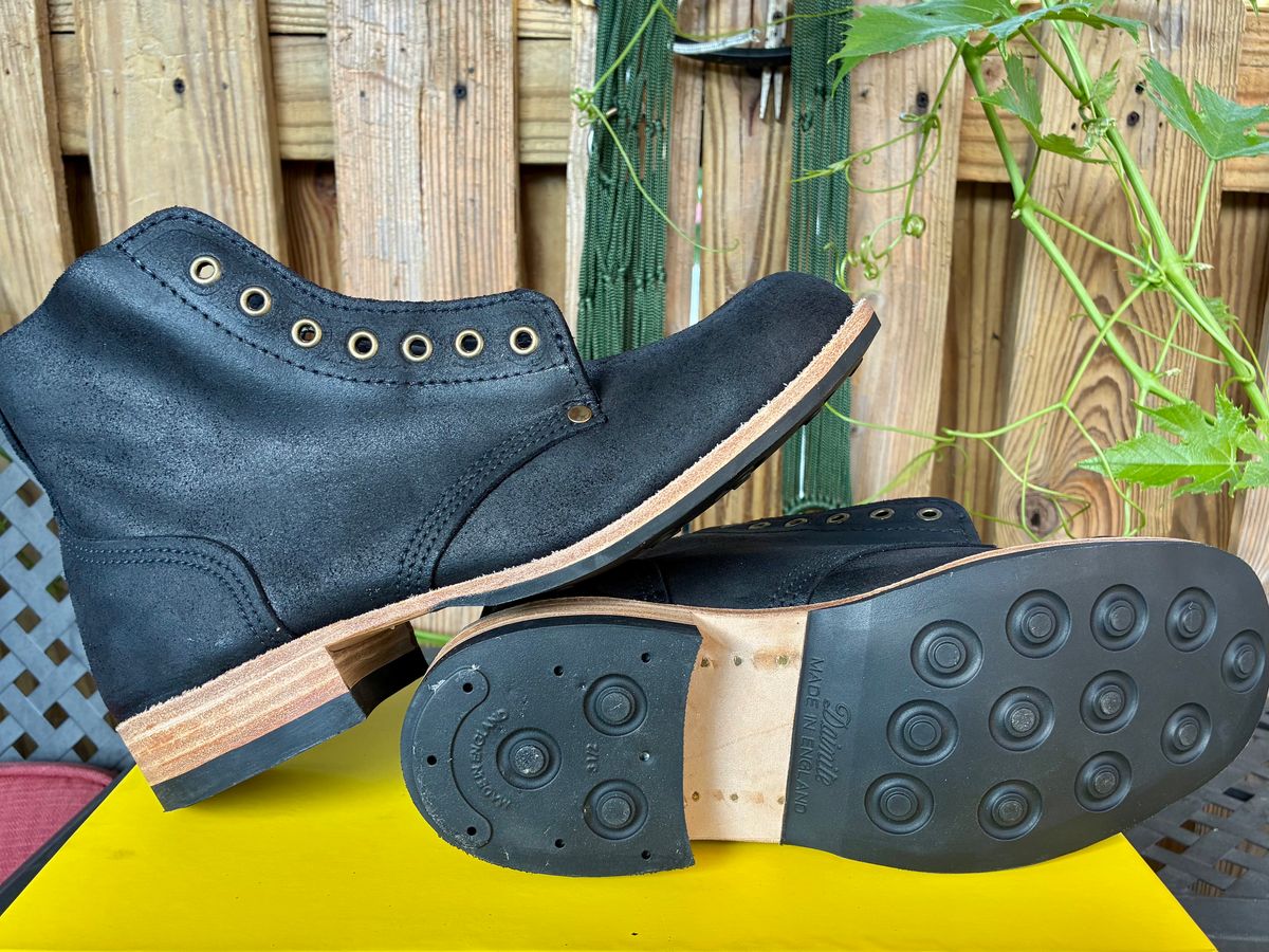 Photo by Vic on July 9, 2026 of the Goral Bradwell WW1 Replica in C.F. Stead Black Waxy Commander Suede.