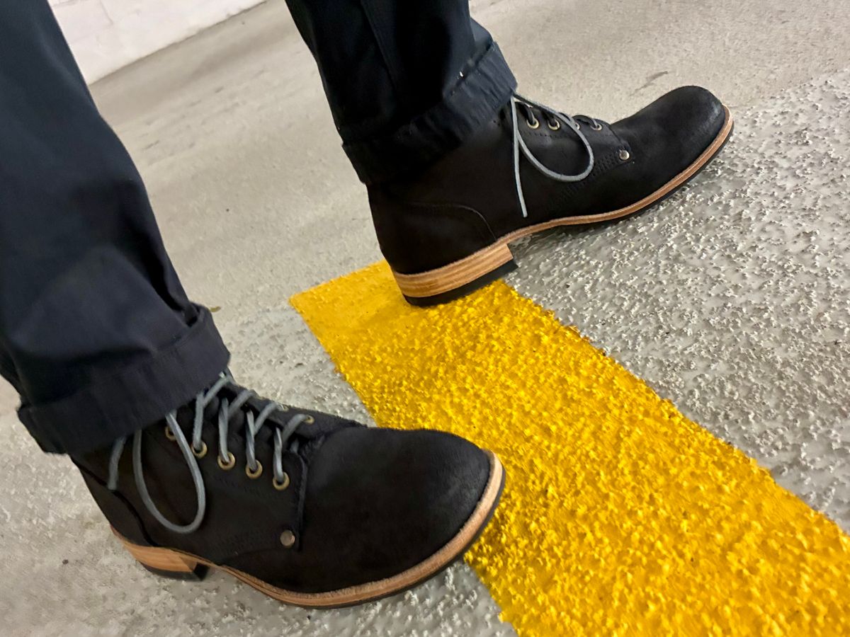 Photo by Vic on July 10, 2026 of the Goral Bradwell WW1 Replica in C.F. Stead Black Waxy Commander Suede.