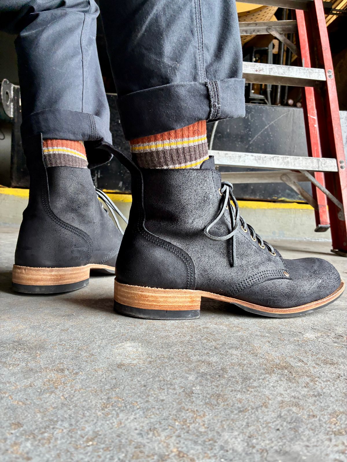 Photo by Vic on July 10, 2026 of the Goral Bradwell WW1 Replica in C.F. Stead Black Waxy Commander Suede.