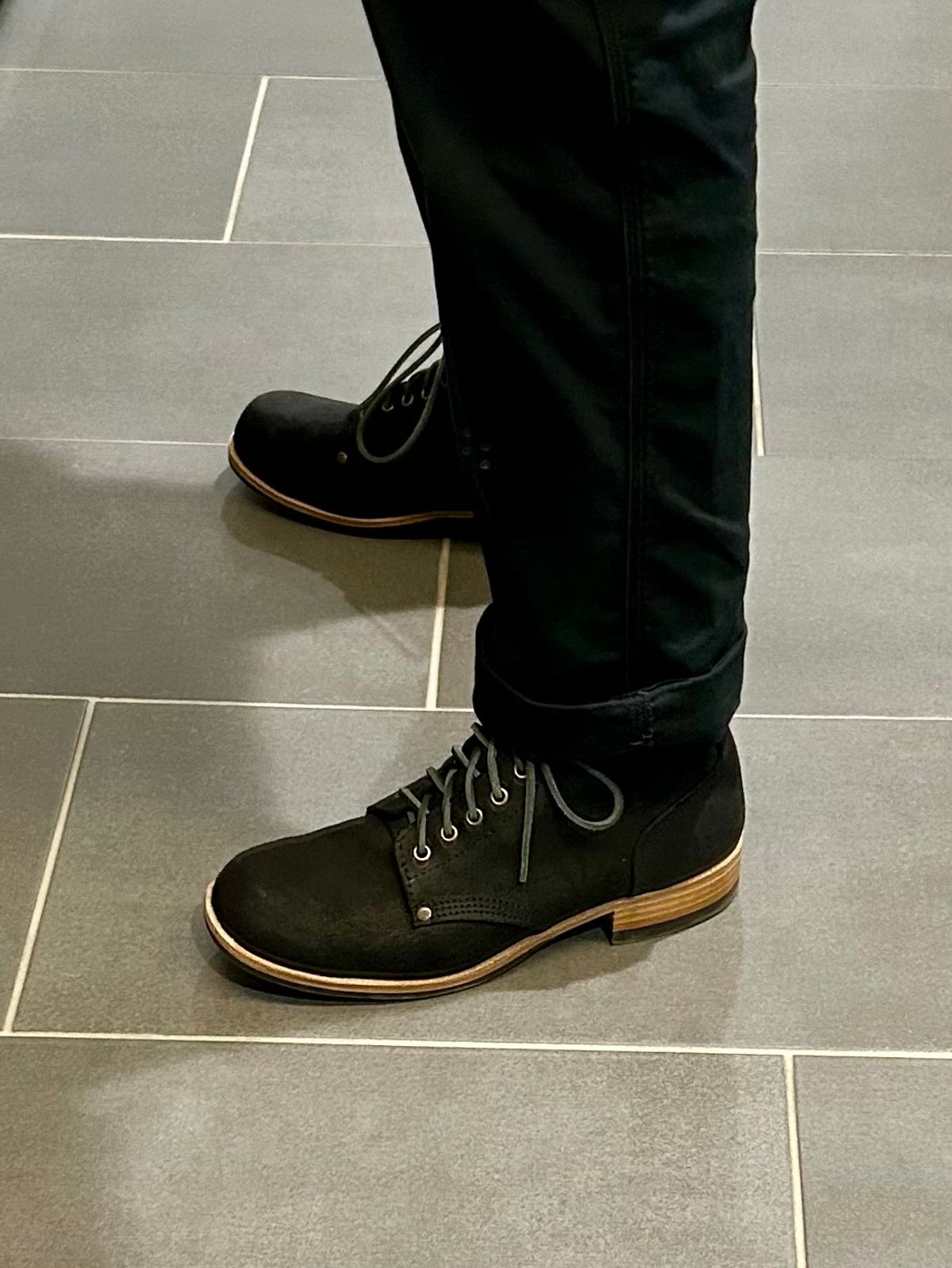 Photo by Vic on July 10, 2026 of the Goral Bradwell WW1 Replica in C.F. Stead Black Waxy Commander Suede.