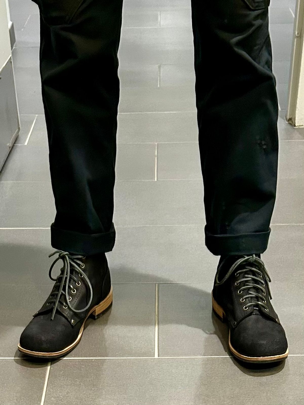 Photo by Vic on July 10, 2026 of the Goral Bradwell WW1 Replica in C.F. Stead Black Waxy Commander Suede.