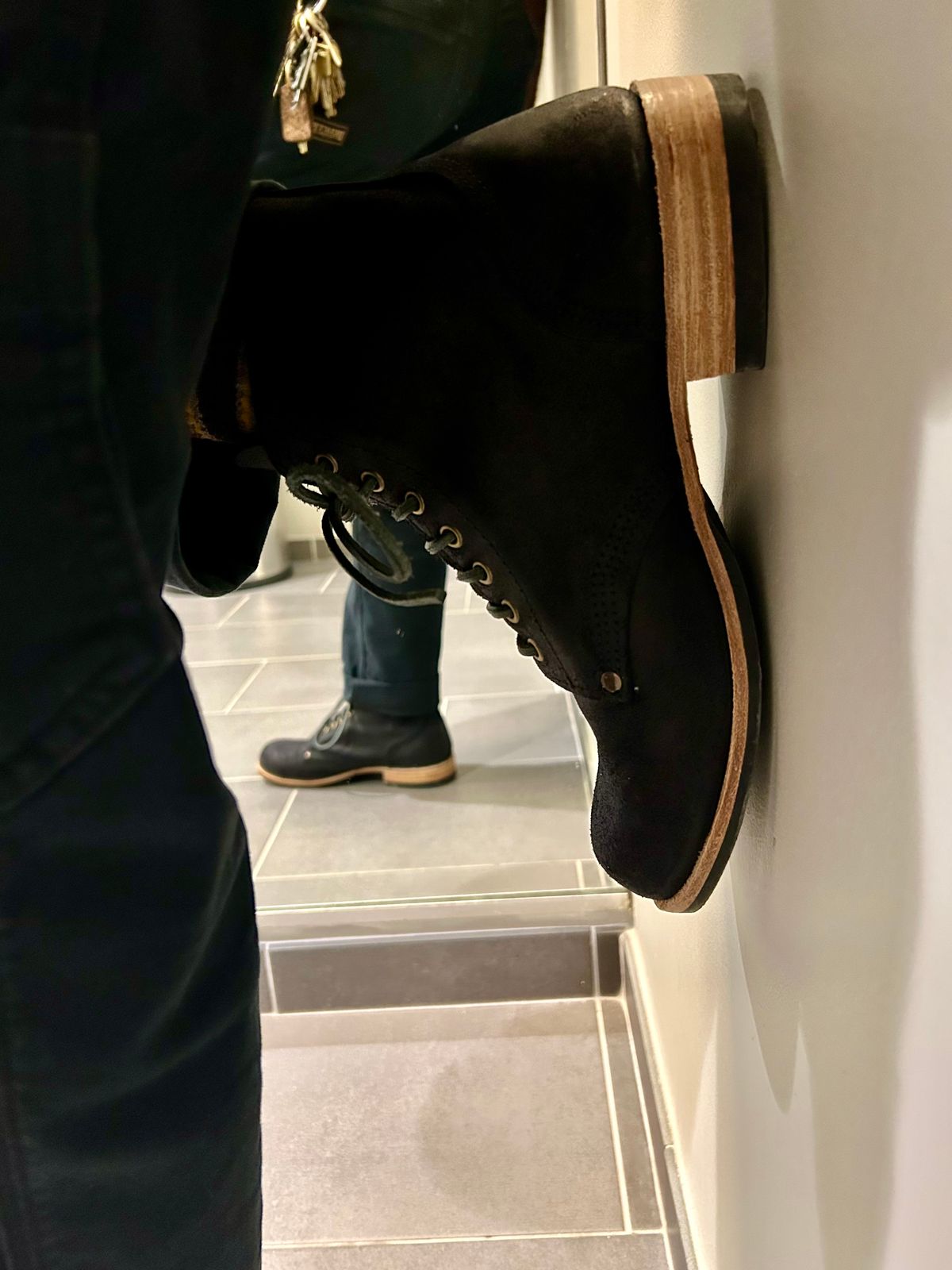 Photo by Vic on July 10, 2026 of the Goral Bradwell WW1 Replica in C.F. Stead Black Waxy Commander Suede.