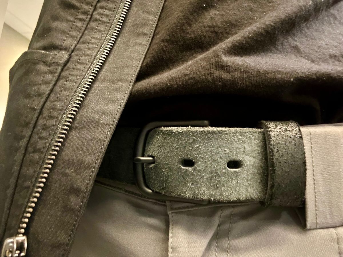 Photo by Vic on April 25, 2026 of the Nicks Blackout Work Belt in Black Heavy Duty & Seidel 1964 Black Roughout.