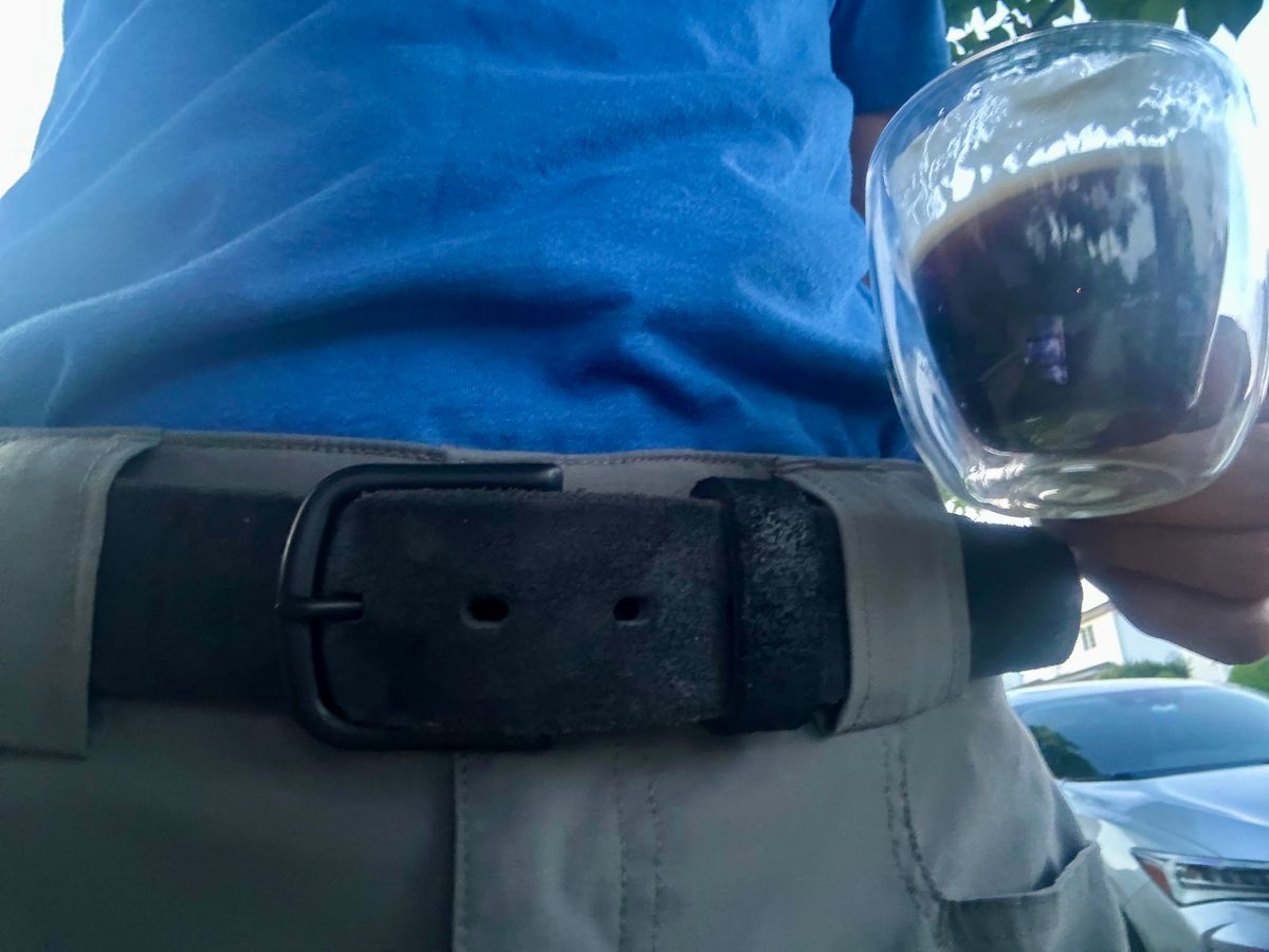 Photo by Vic on June 6, 2026 of the Nicks Blackout Work Belt in Black Heavy Duty & Seidel 1964 Black Roughout.