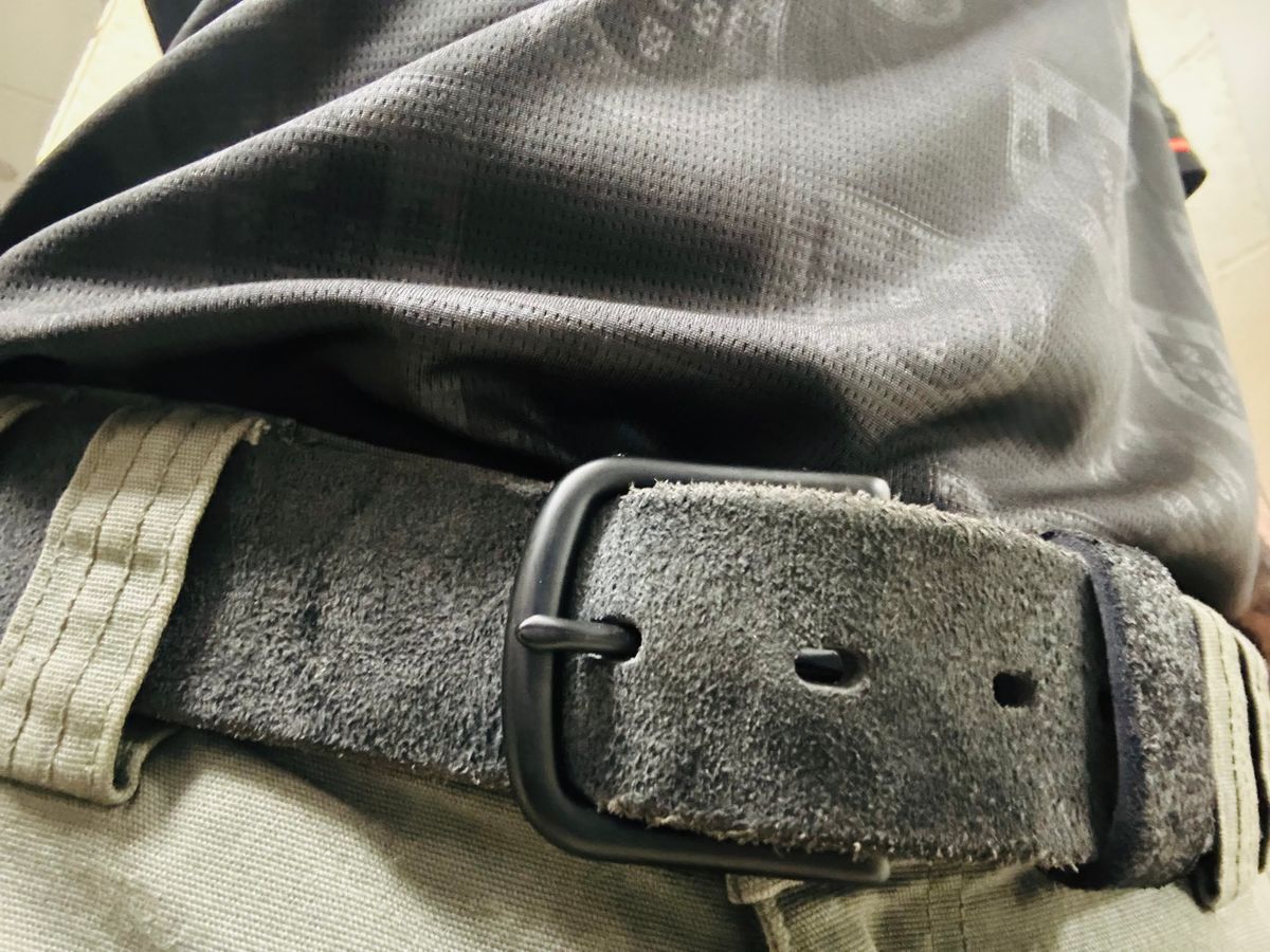 Photo by Vic on June 13, 2026 of the Nicks Blackout Work Belt in Black Heavy Duty & Seidel 1964 Black Roughout.