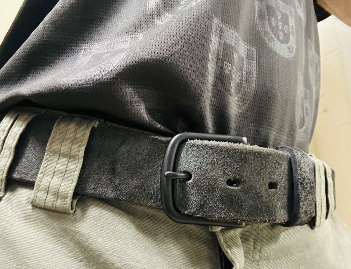 Photo by Vic on June 13, 2026 of the Nicks Blackout Work Belt in Black Heavy Duty & Seidel 1964 Black Roughout.