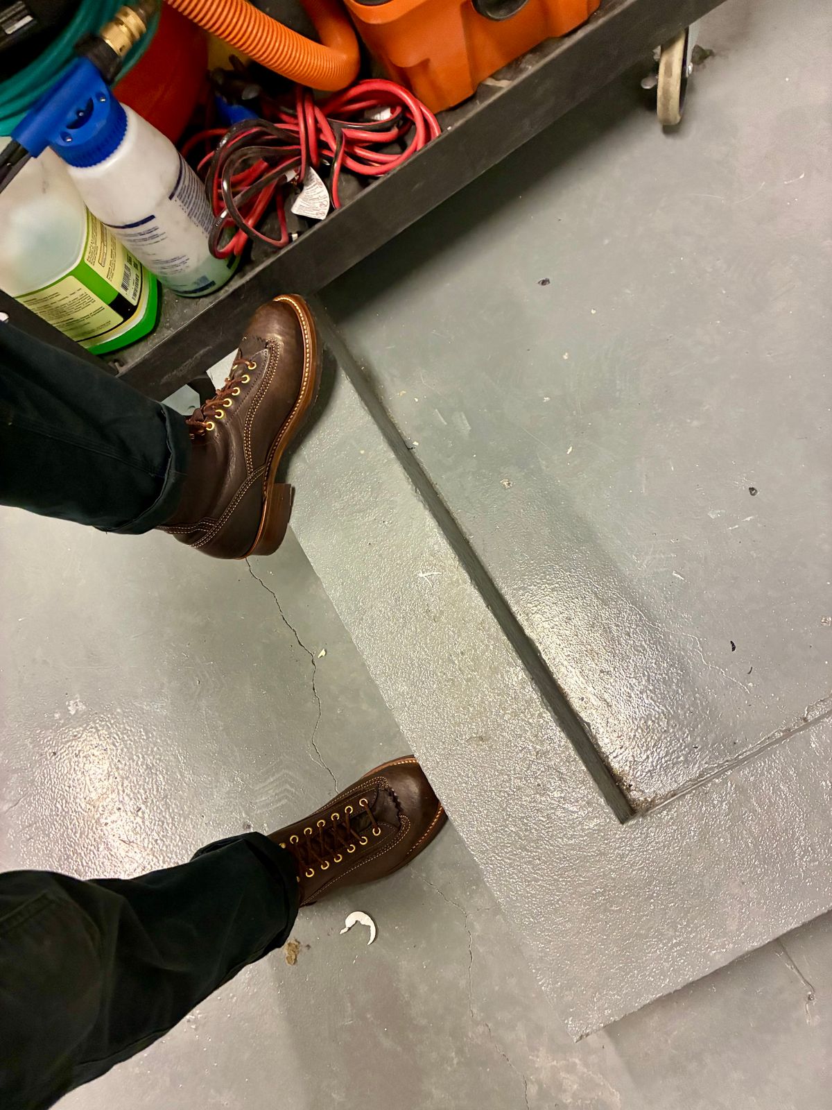 Photo by Vic on June 27, 2026 of the John Lofgren Donkey Puncher Boots in Ezo Shika Deerskin Burnt Dark Brown.