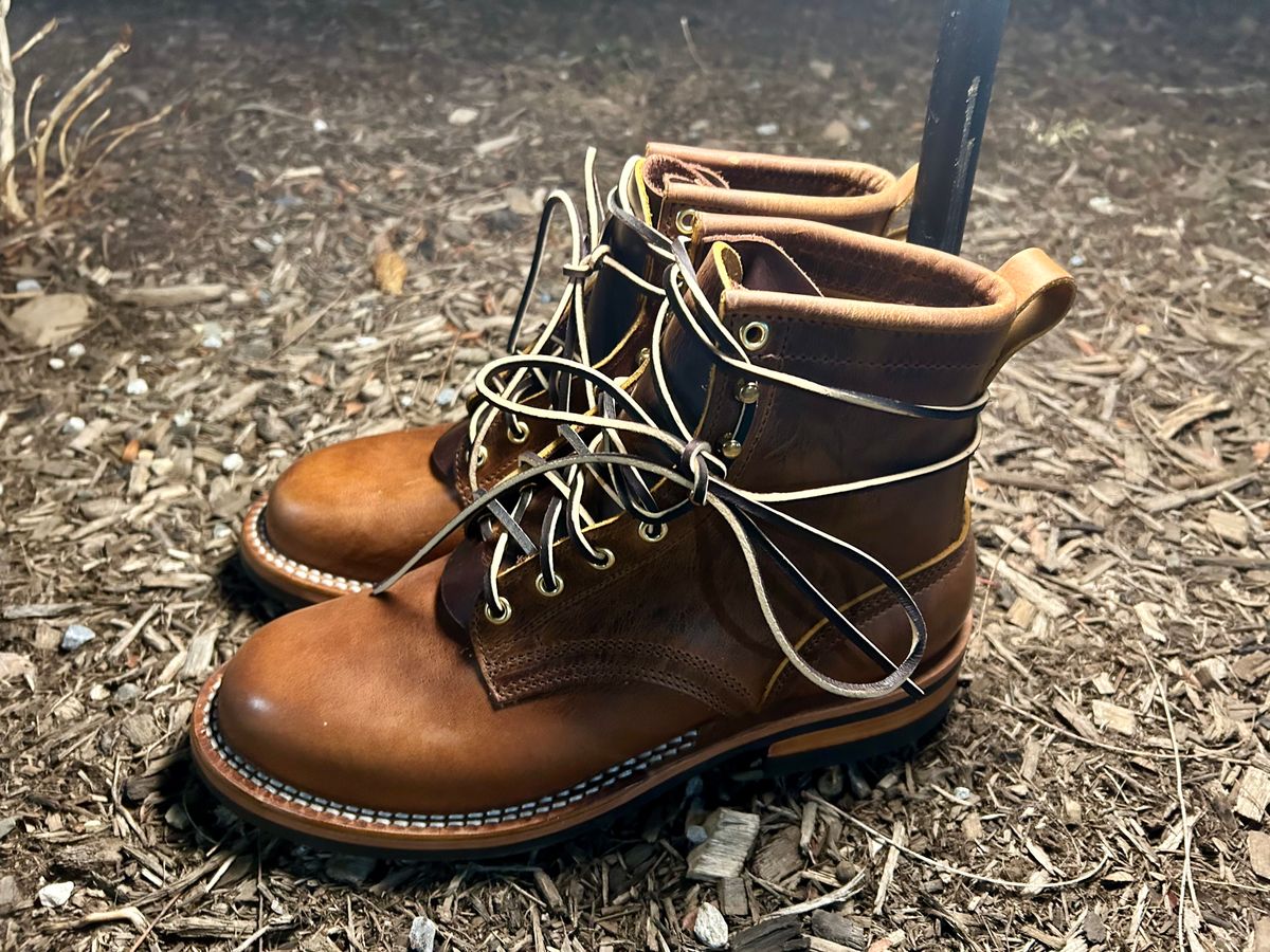 Photo by Vic on March 3, 2026 of the Nicks Falcon in Horween Orange Predator.