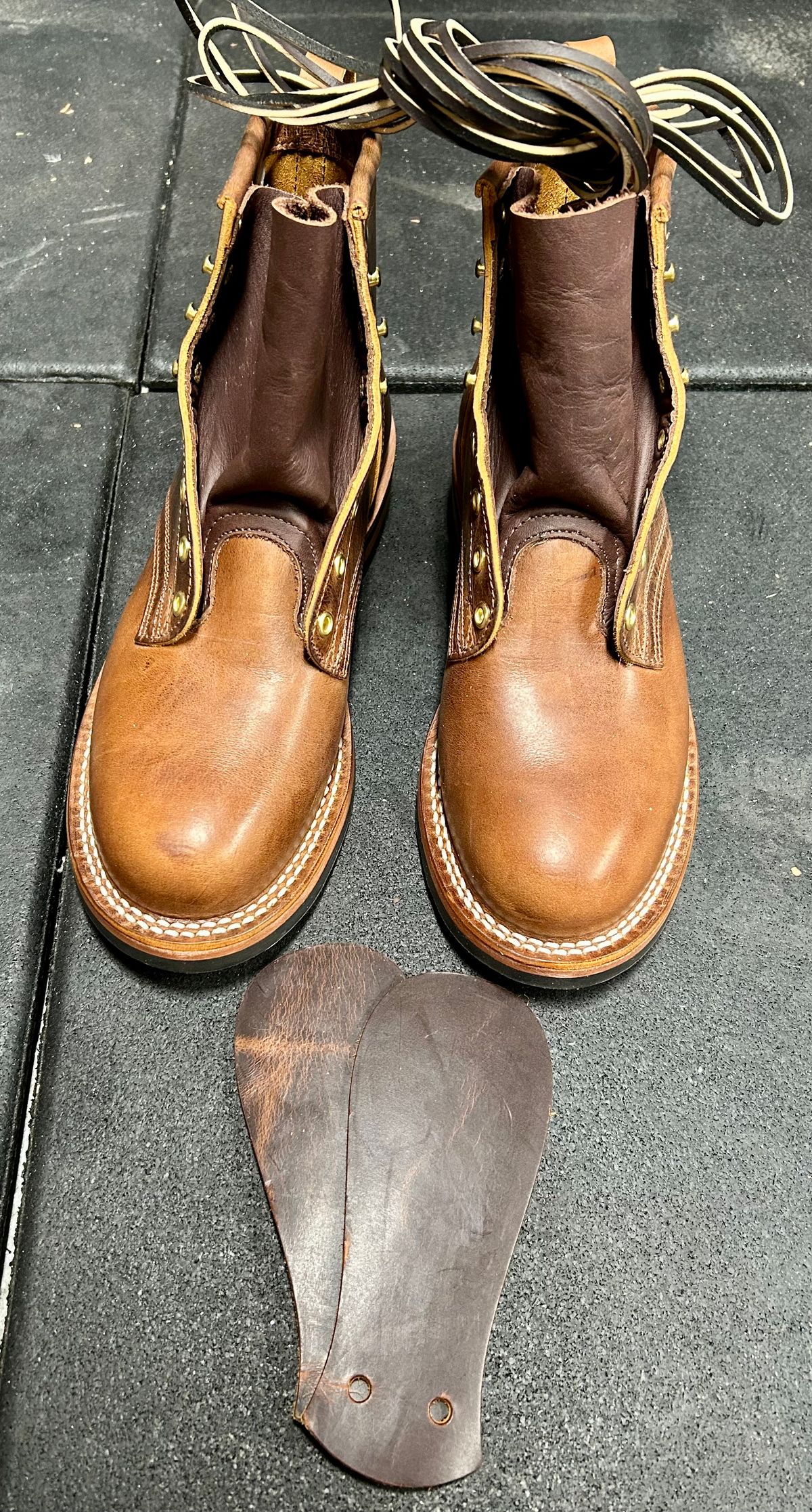 Photo by Vic on March 3, 2026 of the Nicks Falcon in Horween Orange Predator.