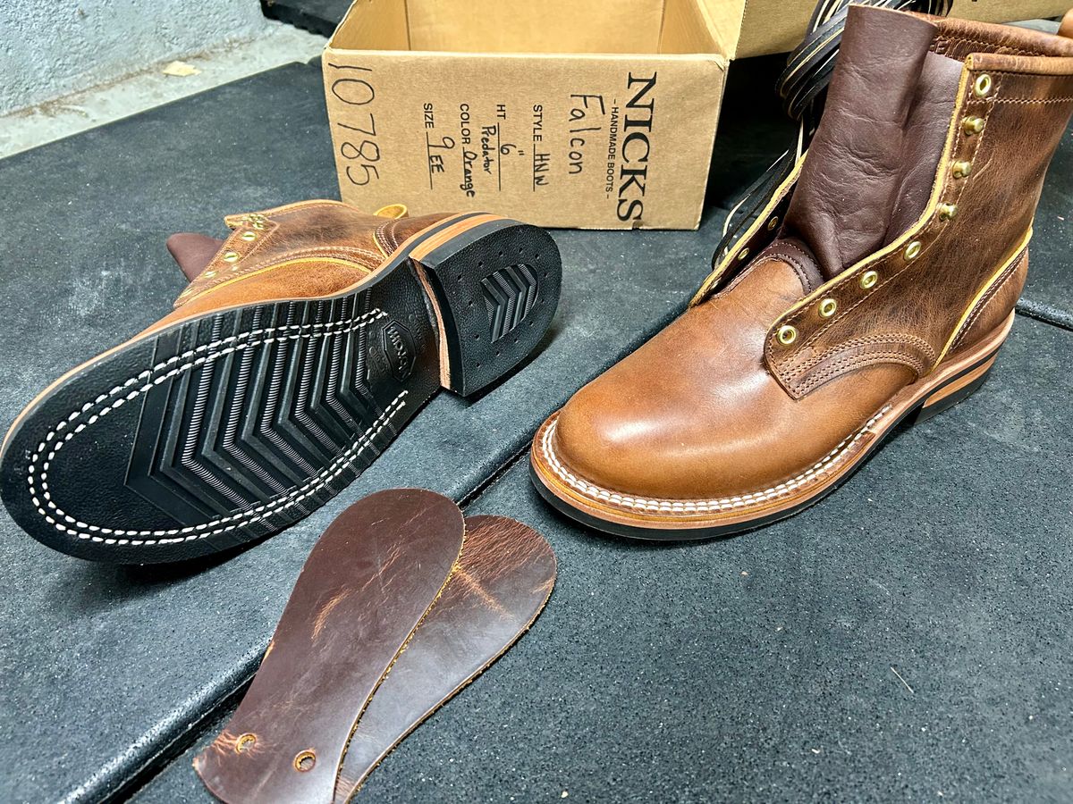 Photo by Vic on March 3, 2026 of the Nicks Falcon in Horween Orange Predator.