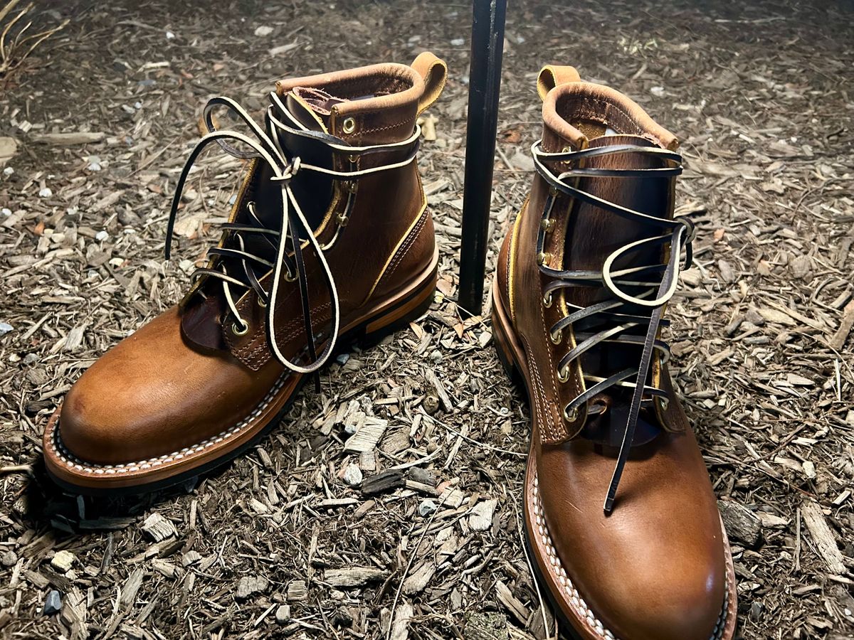 Photo by Vic on March 3, 2026 of the Nicks Falcon in Horween Orange Predator.