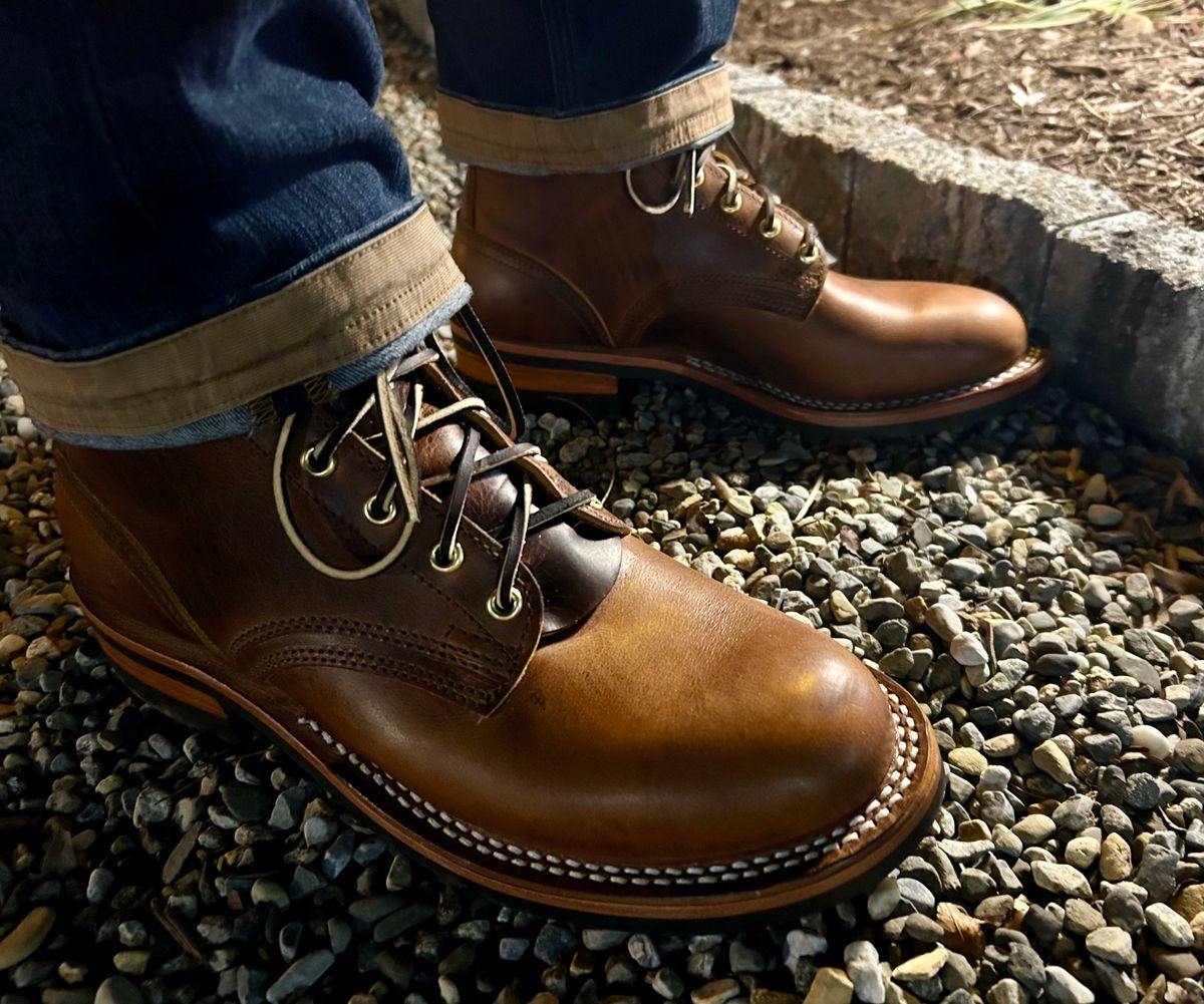 Photo by Vic on March 3, 2026 of the Nicks Falcon in Horween Orange Predator.