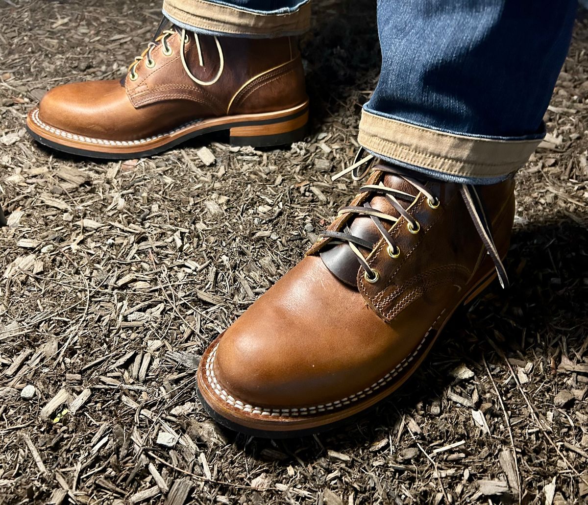 Photo by Vic on March 3, 2026 of the Nicks Falcon in Horween Orange Predator.