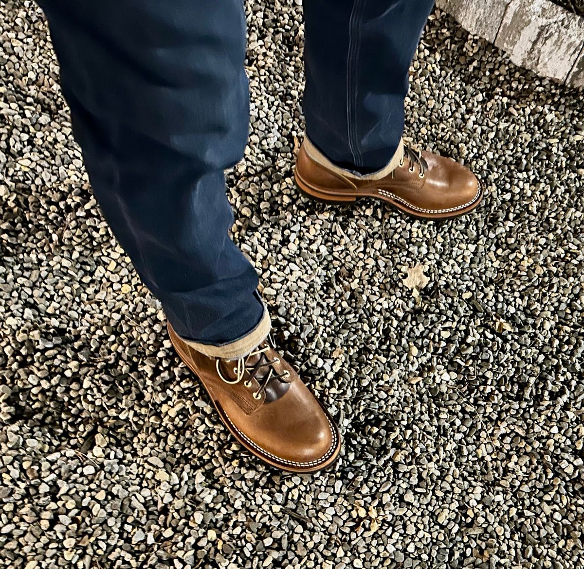 Photo by Vic on March 3, 2026 of the Nicks Falcon in Horween Orange Predator.