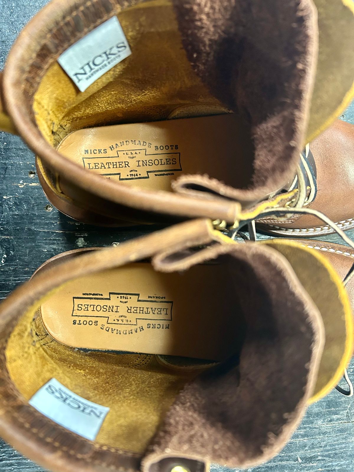 Photo by Vic on March 3, 2026 of the Nicks Falcon in Horween Orange Predator.