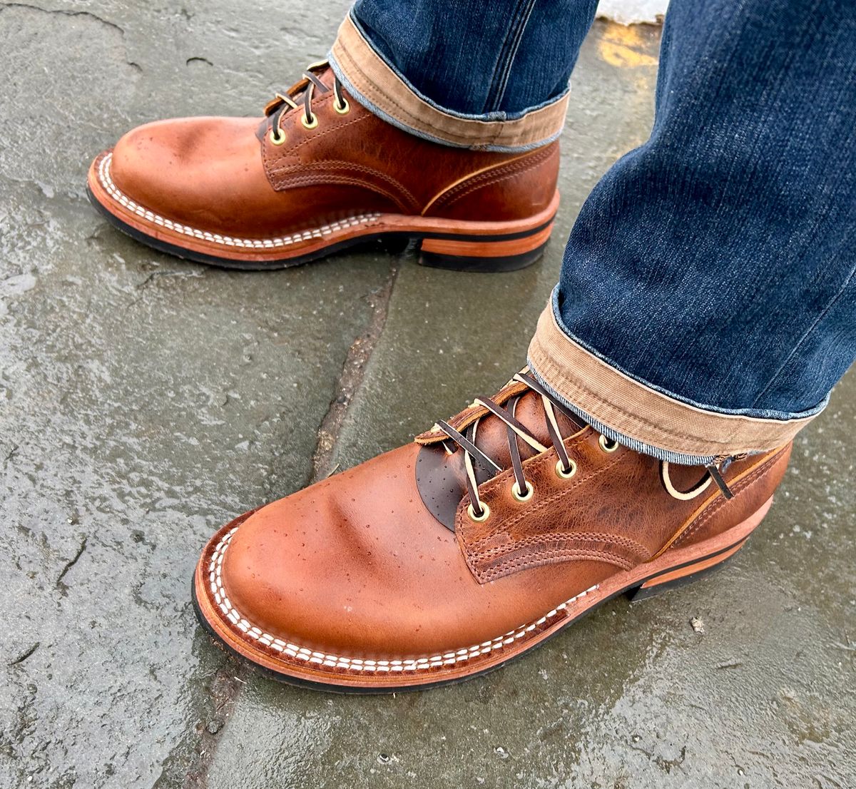 Photo by Vic on March 3, 2026 of the Nicks Falcon in Horween Orange Predator.