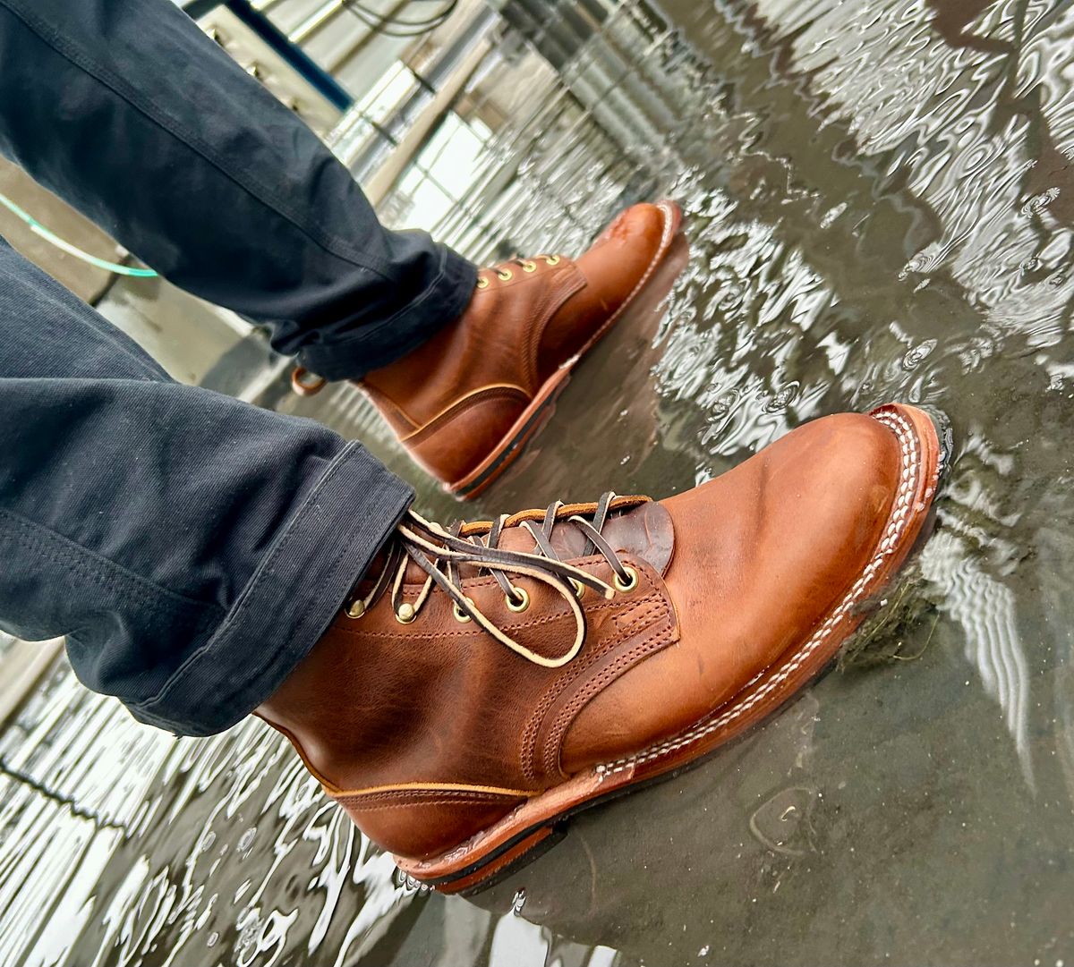 Photo by Vic on March 5, 2026 of the Nicks Falcon in Horween Orange Predator.