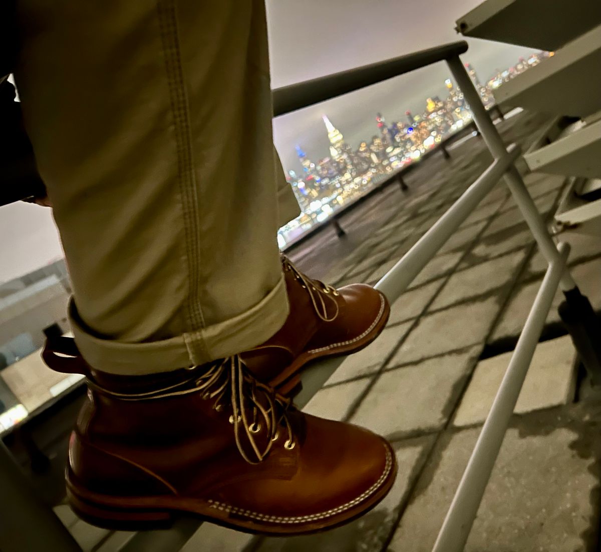 Photo by Vic on March 7, 2026 of the Nicks Falcon in Horween Orange Predator.