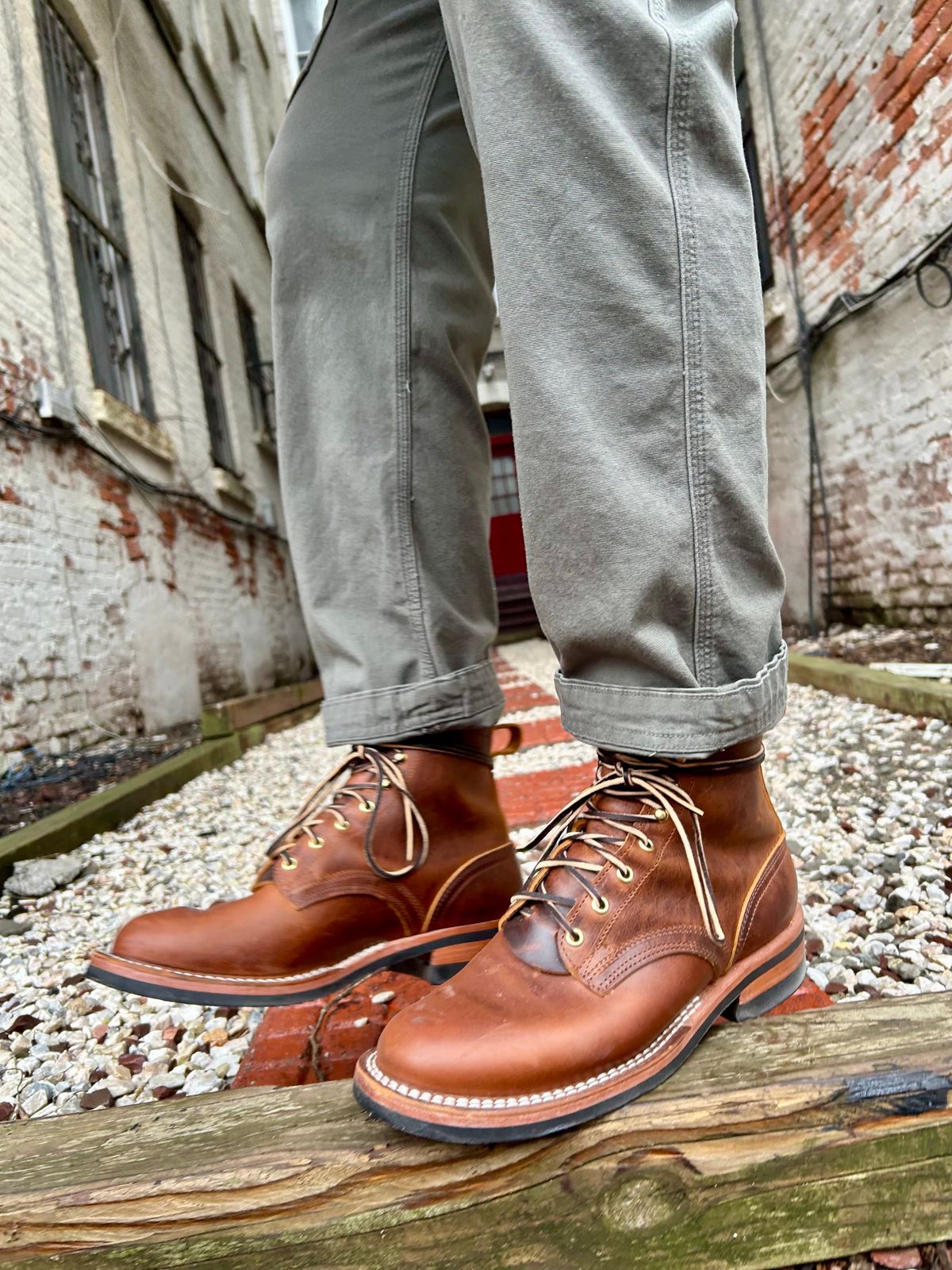 Photo by Vic on March 7, 2026 of the Nicks Falcon in Horween Orange Predator.