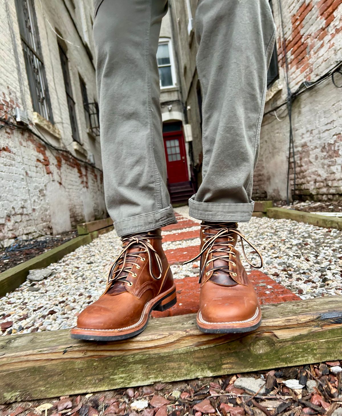 Photo by Vic on March 7, 2026 of the Nicks Falcon in Horween Orange Predator.