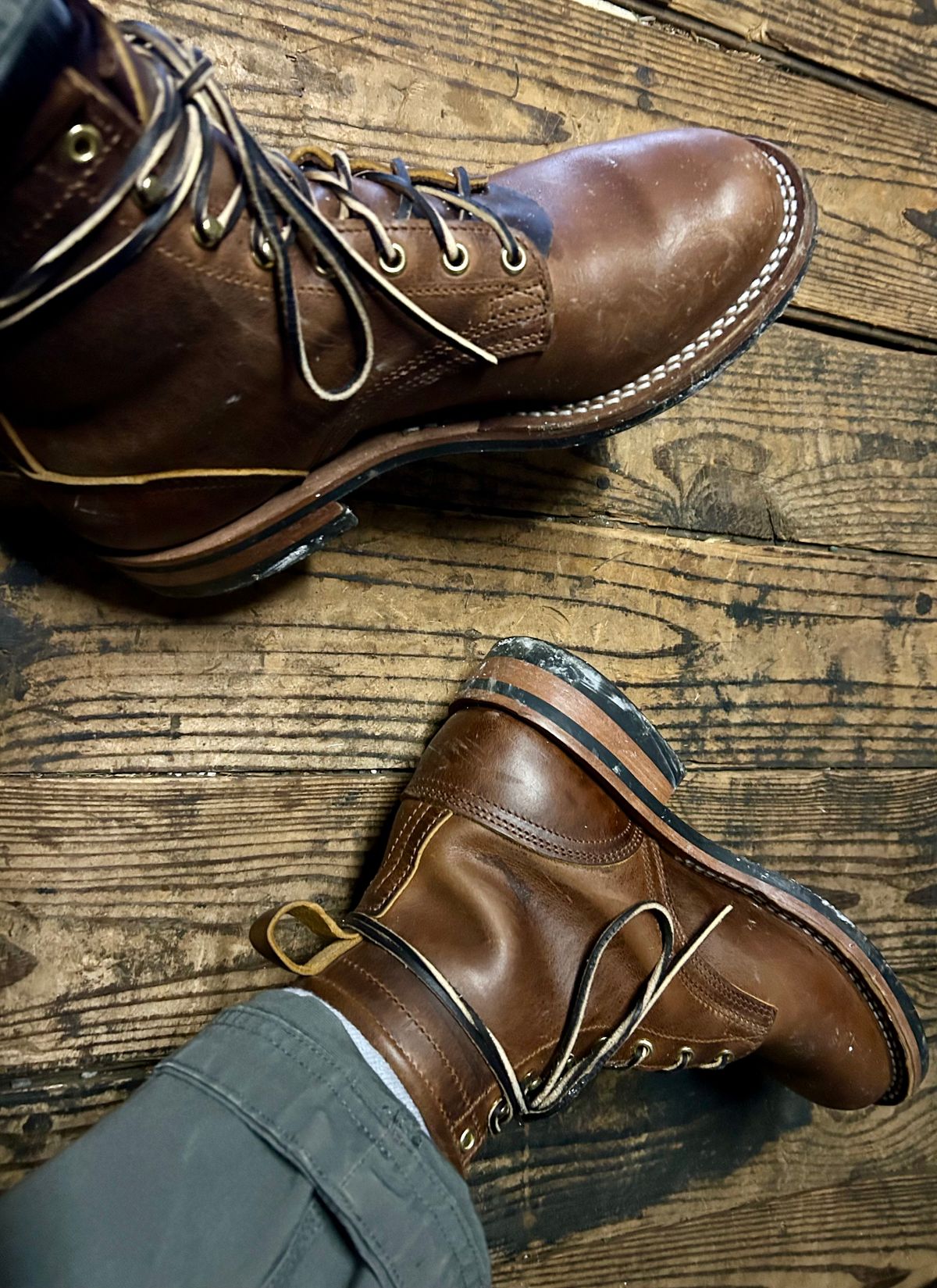 Photo by Vic on March 7, 2026 of the Nicks Falcon in Horween Orange Predator.