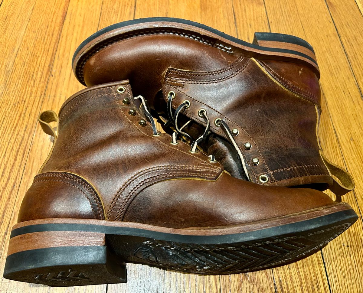 Photo by Vic on March 8, 2026 of the Nicks Falcon in Horween Orange Predator.