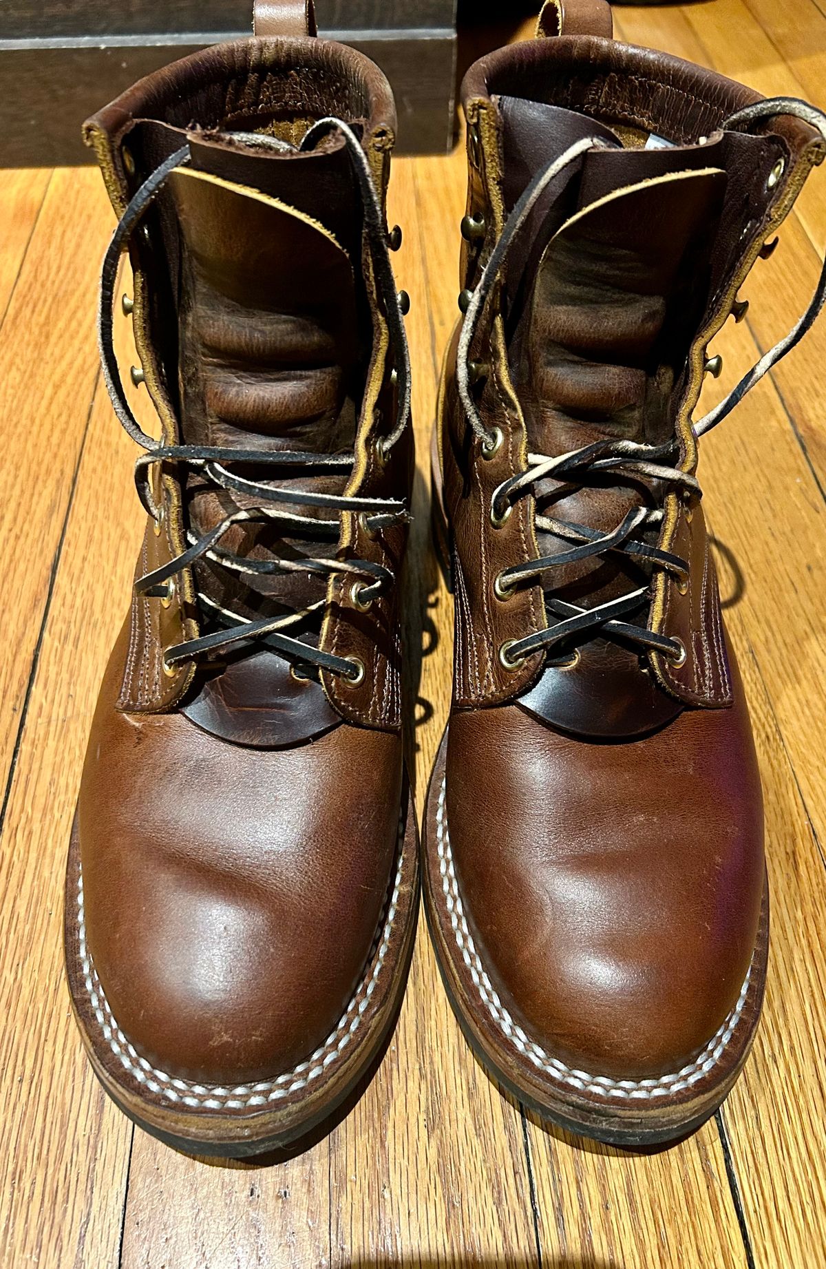 Photo by Vic on March 8, 2026 of the Nicks Falcon in Horween Orange Predator.