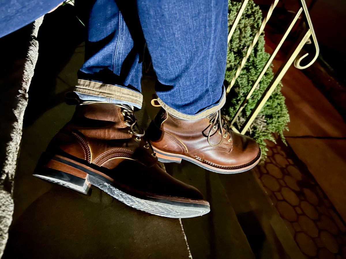 Photo by Vic on March 11, 2026 of the Nicks Falcon in Horween Orange Predator.