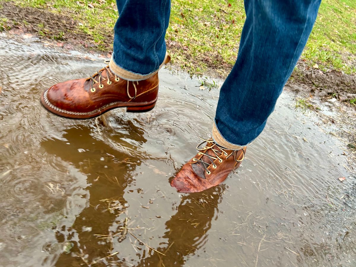 Photo by Vic on March 12, 2026 of the Nicks Falcon in Horween Orange Predator.