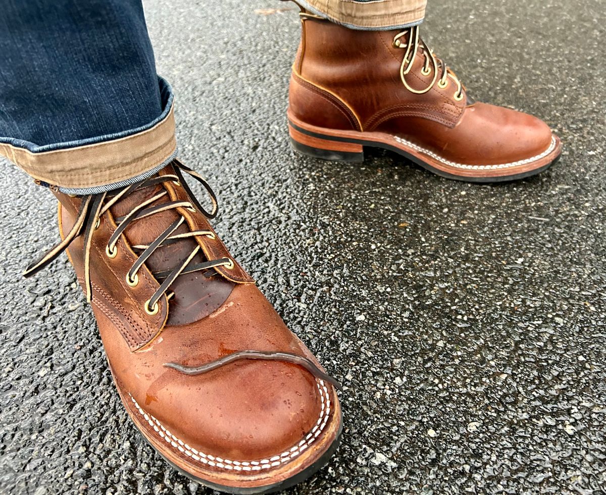 Photo by Vic on March 12, 2026 of the Nicks Falcon in Horween Orange Predator.